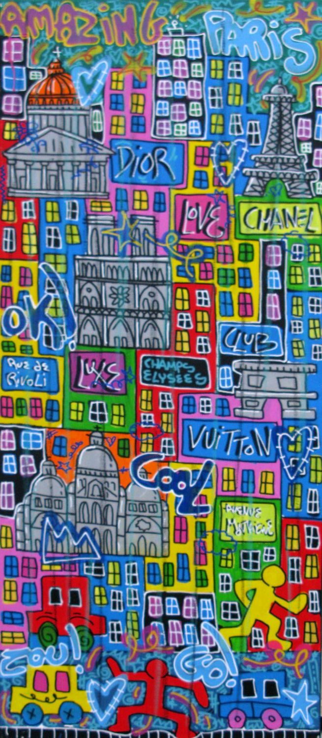 Tableau de RICO SAB a pour titre Amazing Paris style street pop art, street art dim : RICO SABprix:650
