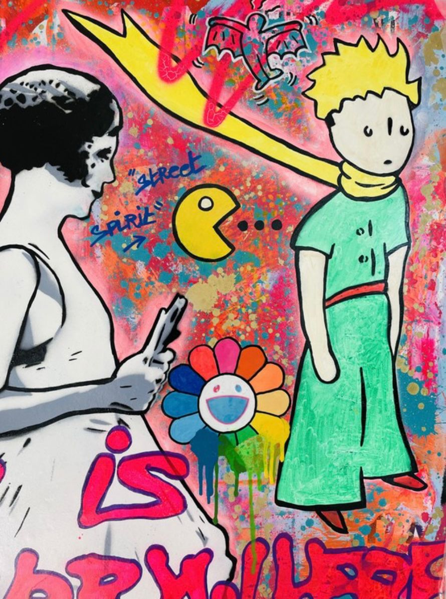 Tableau de SARA CHELOU a pour titre Art is everywhere style street pop art, street art dim : SARA CHELOUprix:1300