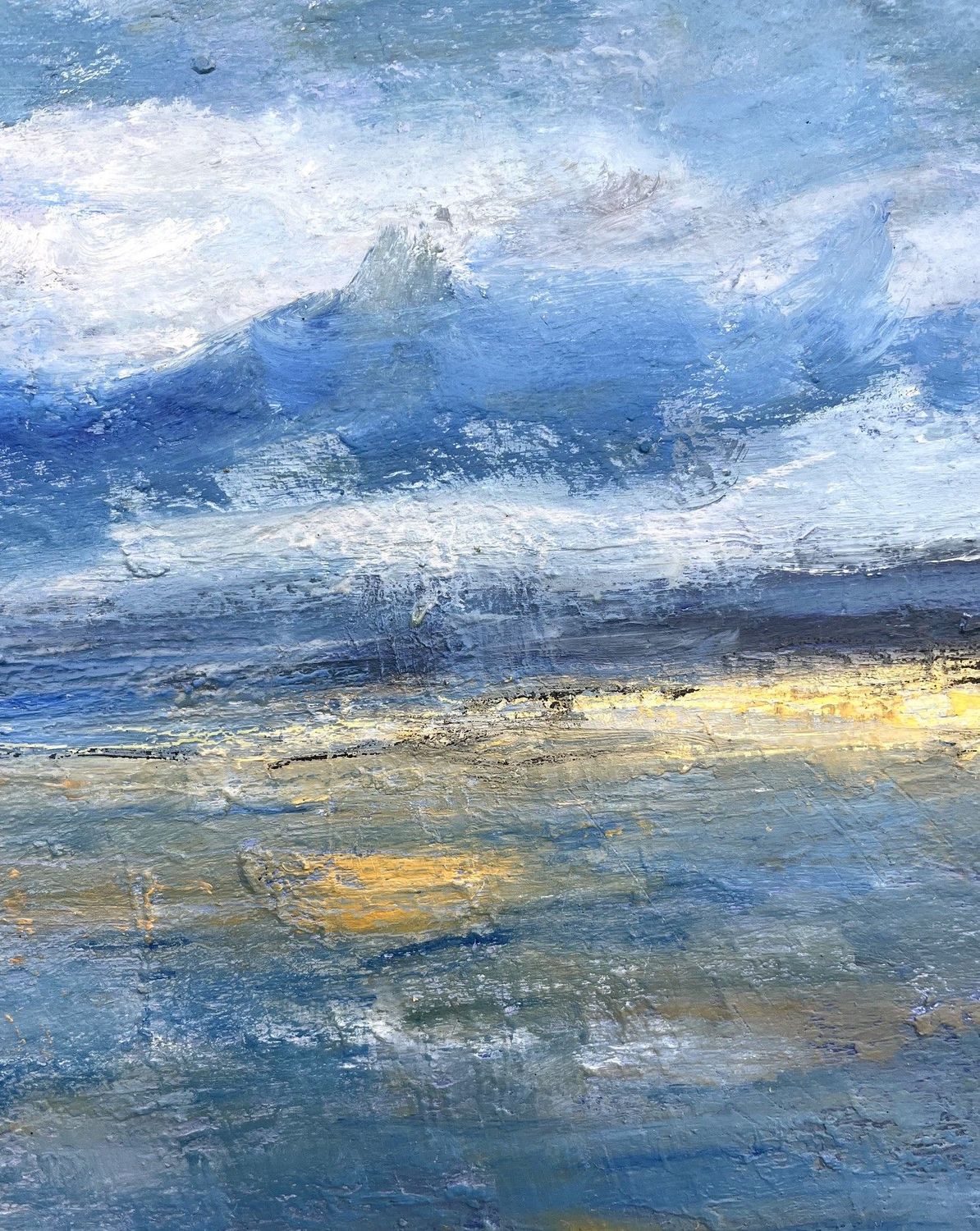Tableau de PASCALE JACQUEMOND a pour titre Bords de mer style abstrait dim : PASCALE JACQUEMONDprix:220