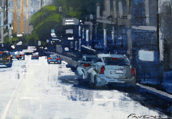 Tableau de ADRIEN FAVEAU a pour titre Bush street, san francisco style figuratif, graphique dim : ADRIEN FAVEAUprix:1800