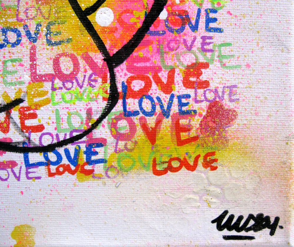 Tableau de LUSSY a pour titre cat white 2 style graffiti, street pop art dim : LUSSYprix:80