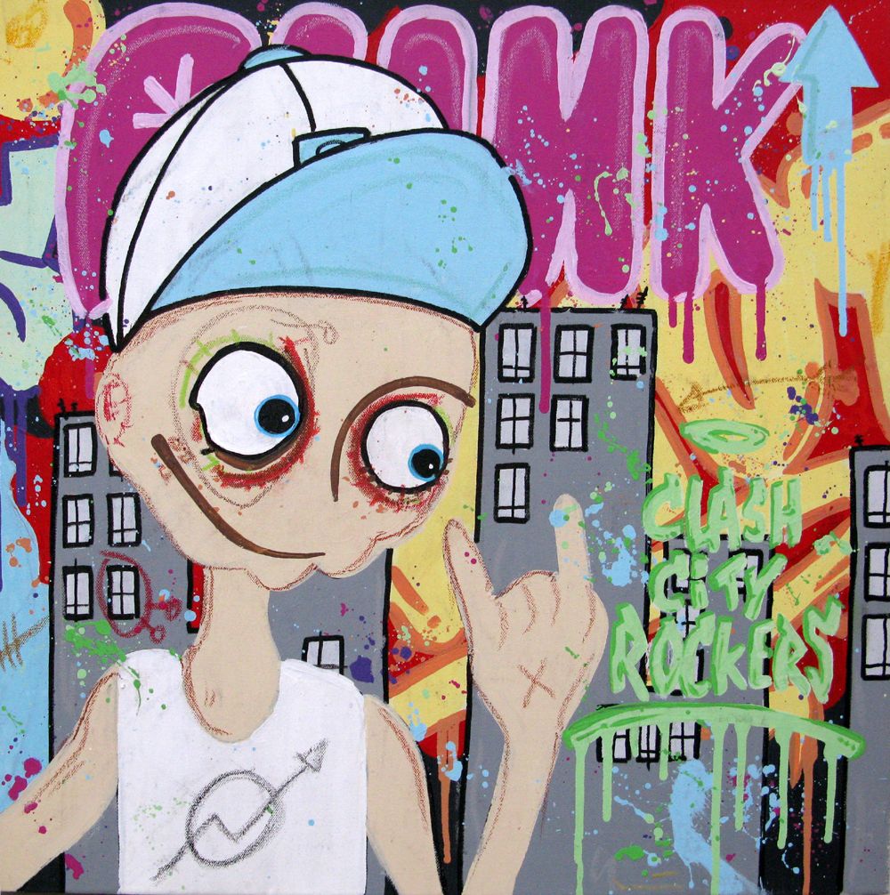 Tableau de DIDIER GOMEZ a pour titre Clash city rockers style street pop art dim : DIDIER GOMEZprix:350
