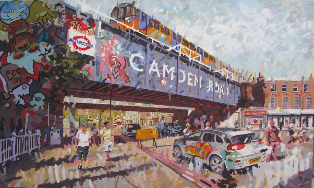 Tableau de HEATON RUDYARD a pour titre Crossing the pink street style figuratif dim : HEATON RUDYARDprix:2000
