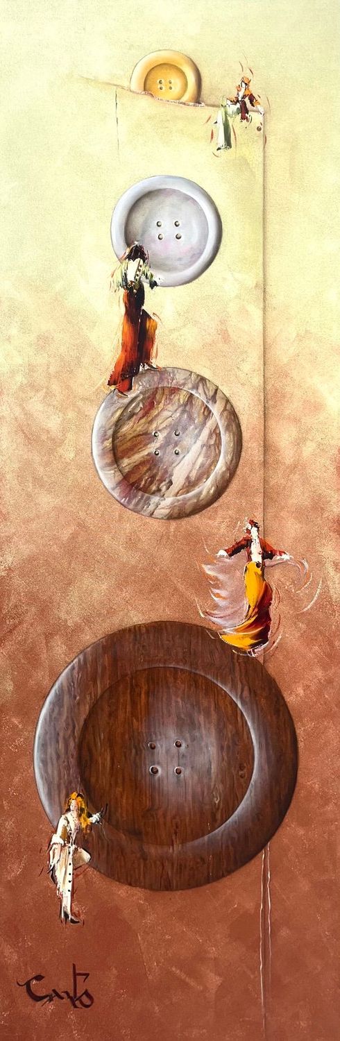 Tableau de Geneviève Canto a pour titre Déboutonnez-moi style figuratif dim : Geneviève Cantoprix:2600