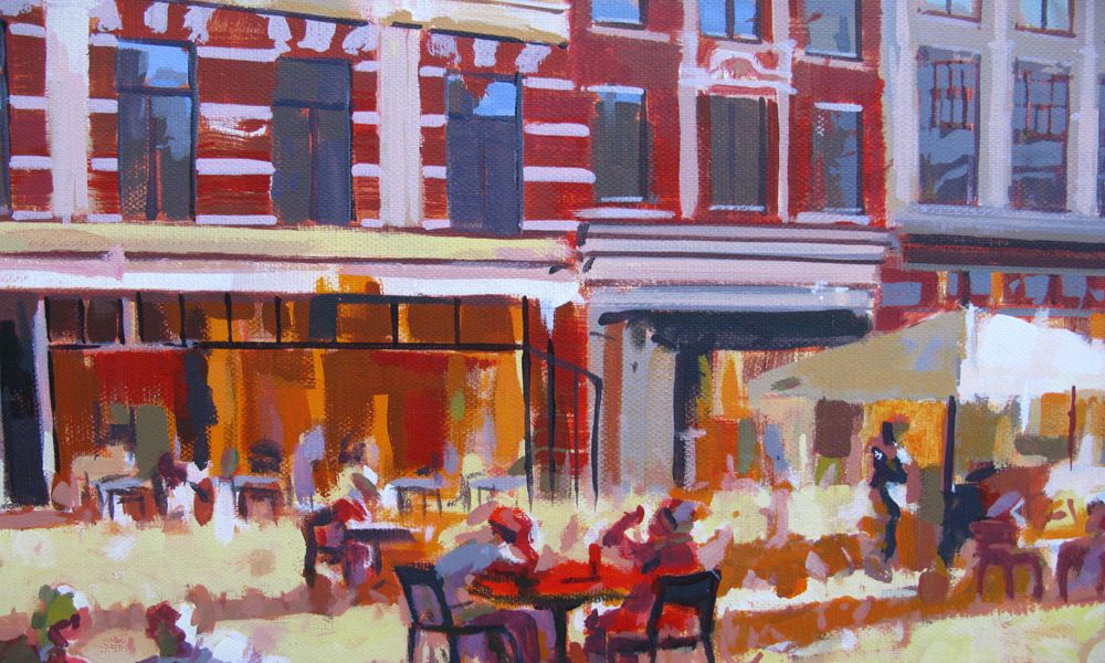 Tableau de HEATON RUDYARD a pour titre Den Haag Café style figuratif dim : HEATON RUDYARDprix:900