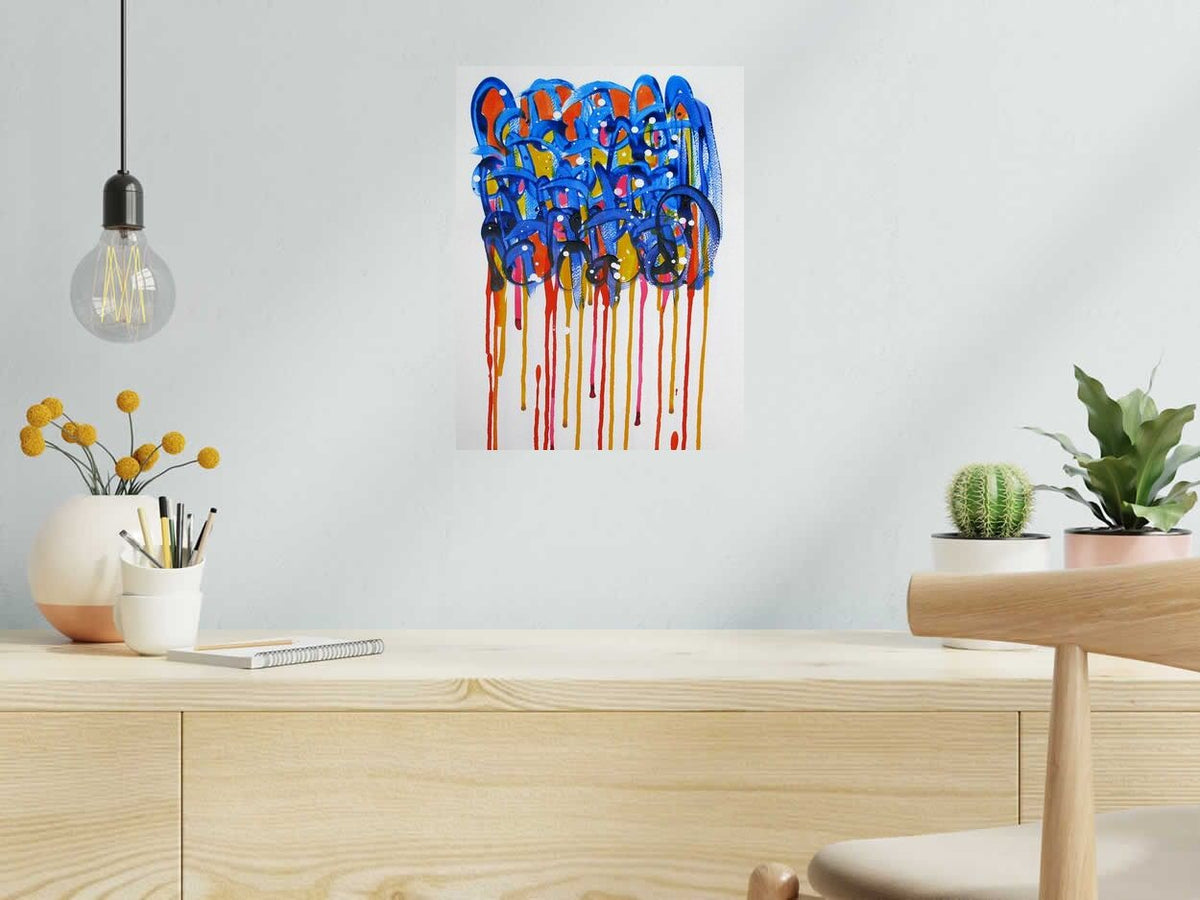Dessin LES COULURES NONAME C121 de STEPHANE RIME dans un intérieur – 40 × 30 cm