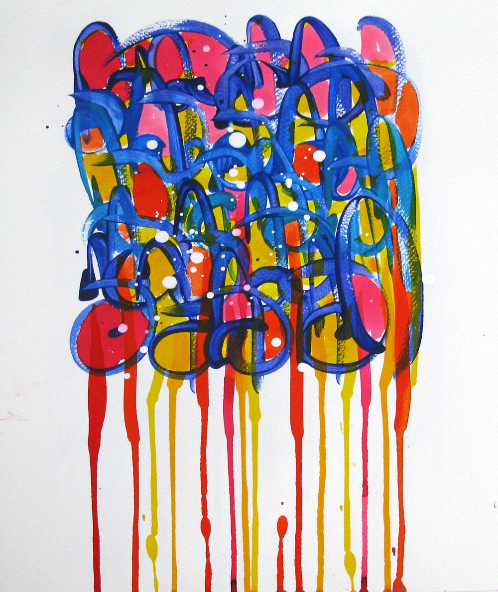 Dessin abstrait petit format LES COULURES NONAME C99 – STEPHANE RIME – 40 × 30 cm