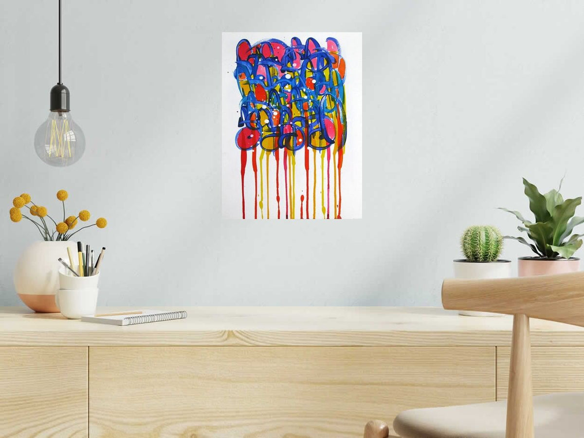 Dessin LES COULURES NONAME C99 de STEPHANE RIME dans un intérieur – 40 × 30 cm
