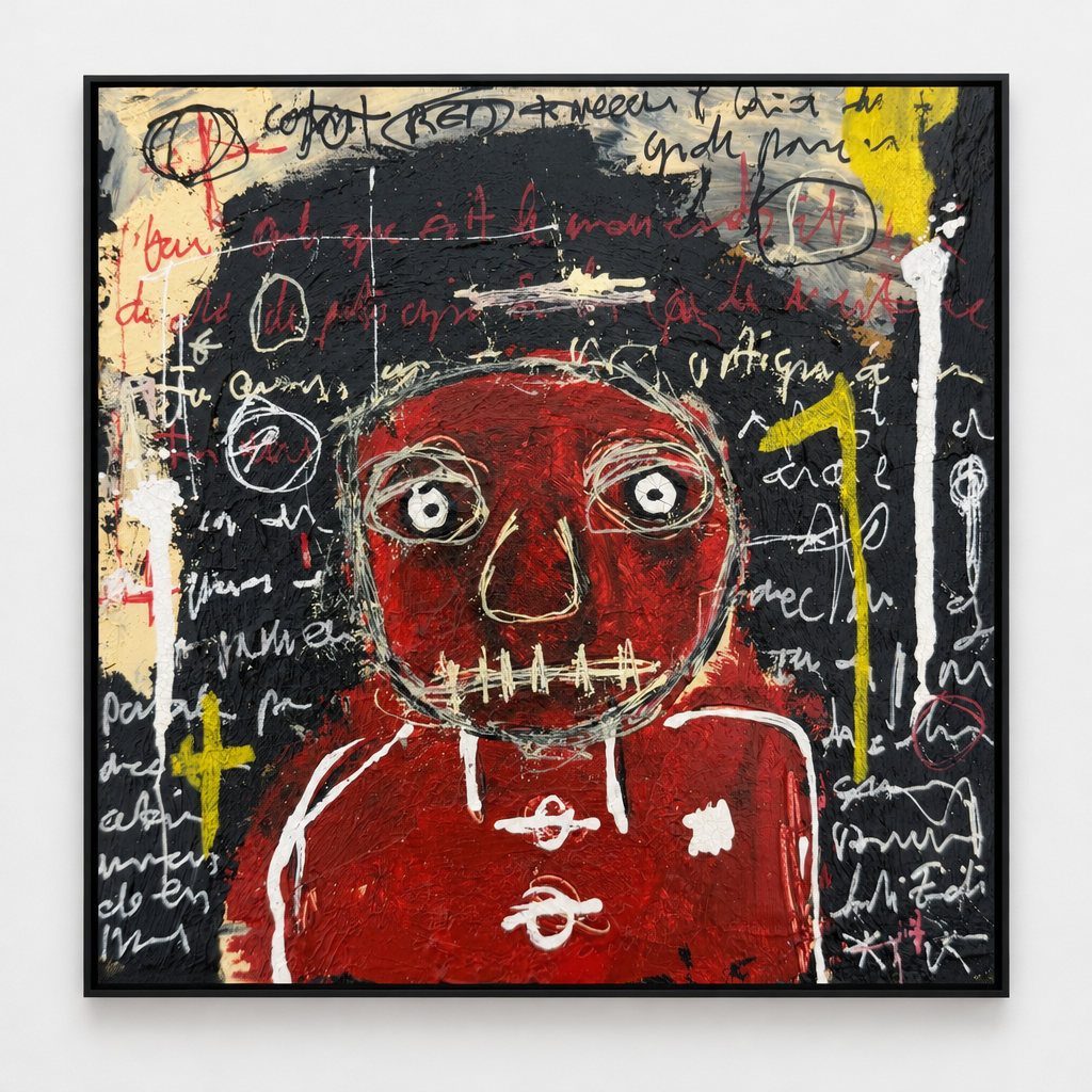 Dessin Untitled V de LARBI ZAIDI dans un intérieur – 19 × 19 cm