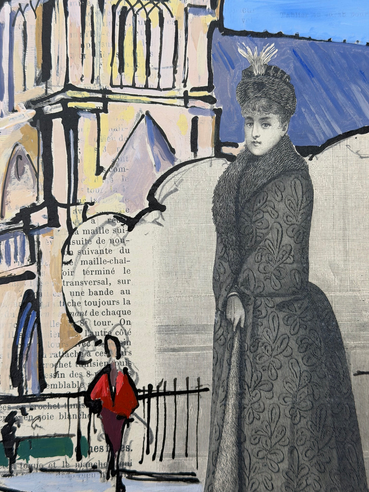 Dessin Notre Dame de CYRIL REGUERRE dans un intérieur – 27 × 37 cm