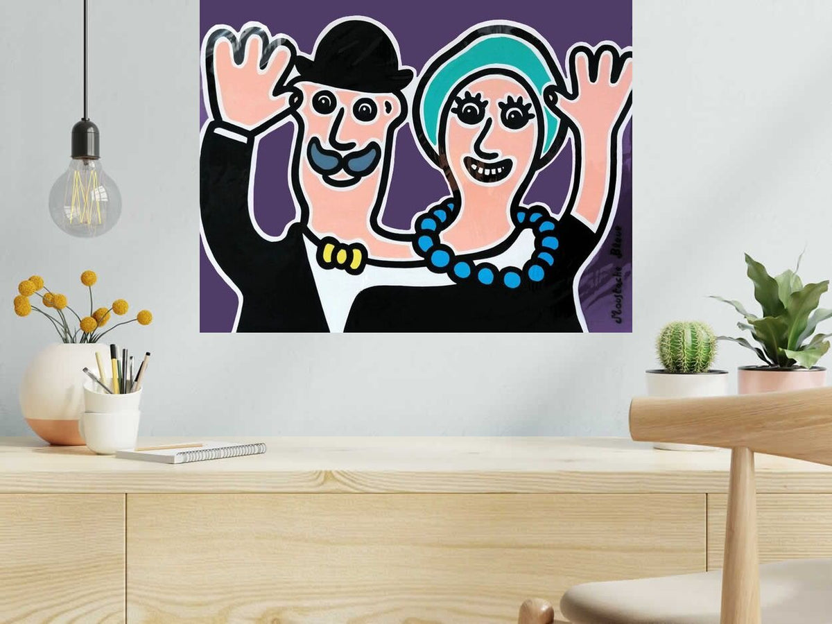 Dessin L'amour ! de MOUSTACHE BLEUE dans un intérieur – 65 × 50 cm