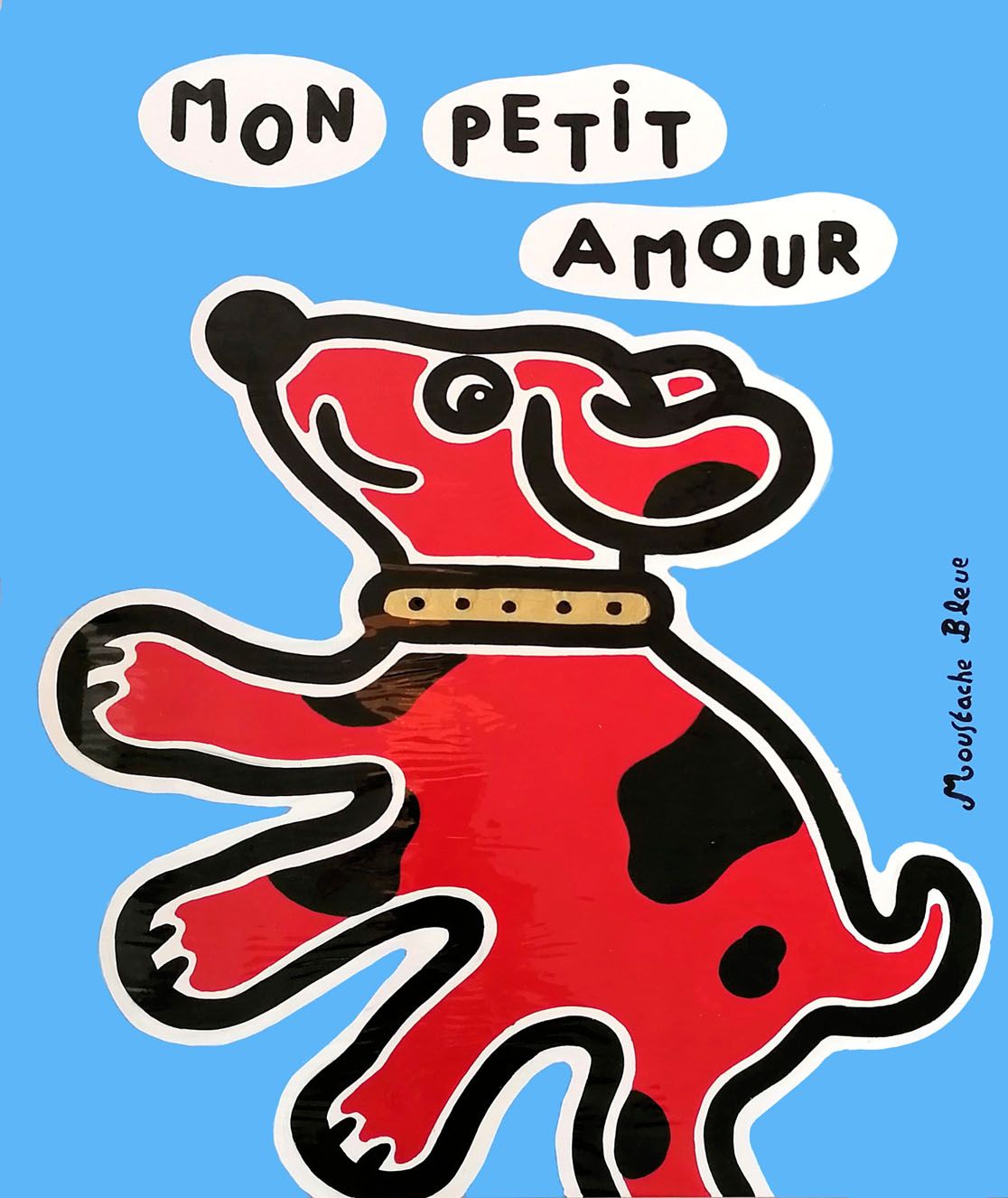 Dessin figuratif moyen format Mon petit amour – MOUSTACHE BLEUE – 50 × 65 cm