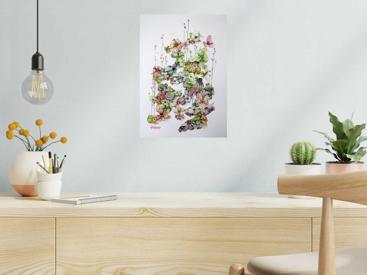Dessin FLEURS DE SEL 18 de AMANDINE DESCHAMPS dans un intérieur – 29 × 42 cm