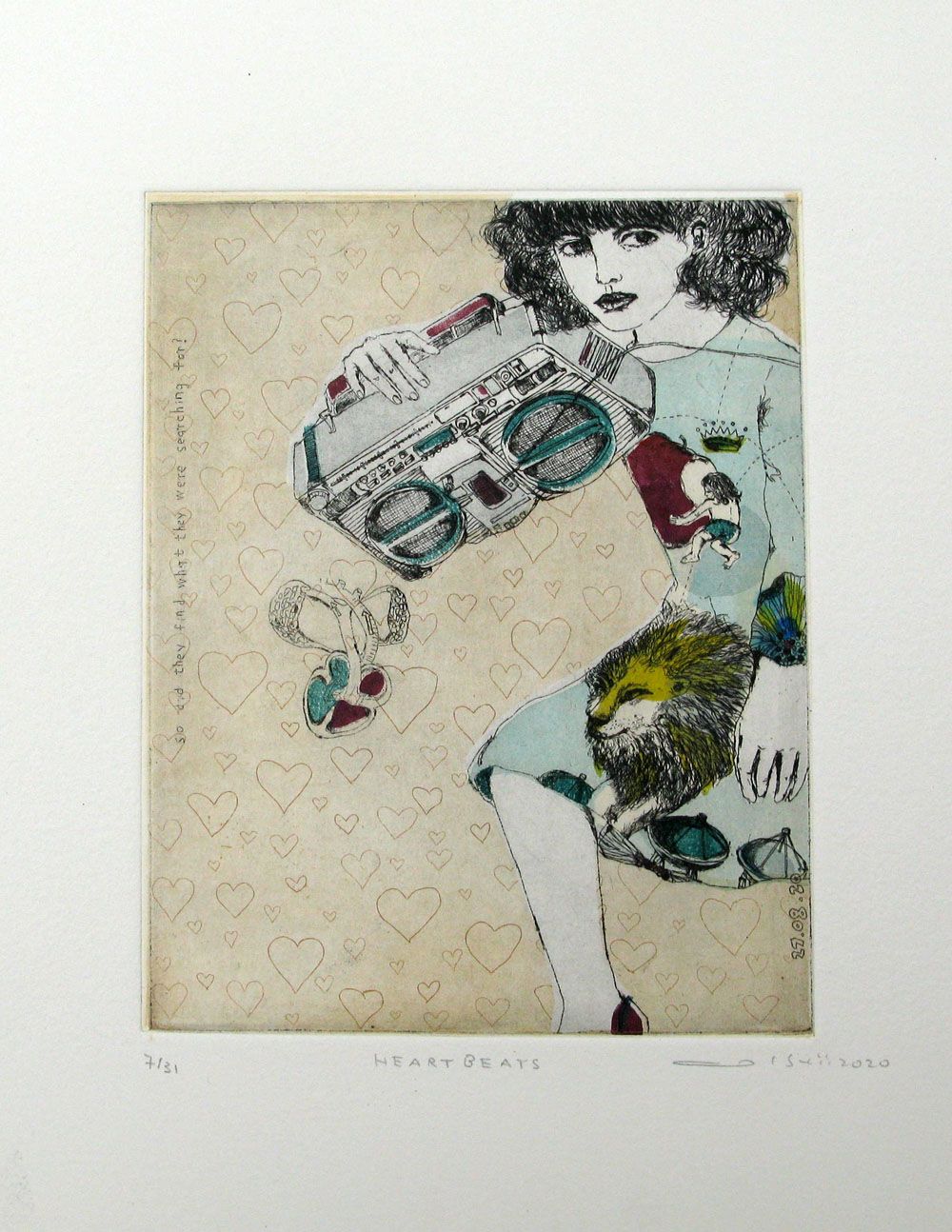 Dessin figuratif petit format HEARTBEATS – ATSUKO ISHII – 30 × 24 cm