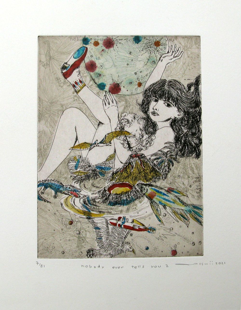 Dessin figuratif petit format NOBODY EVER TELLS YOU II – ATSUKO ISHII – 30 × 24 cm