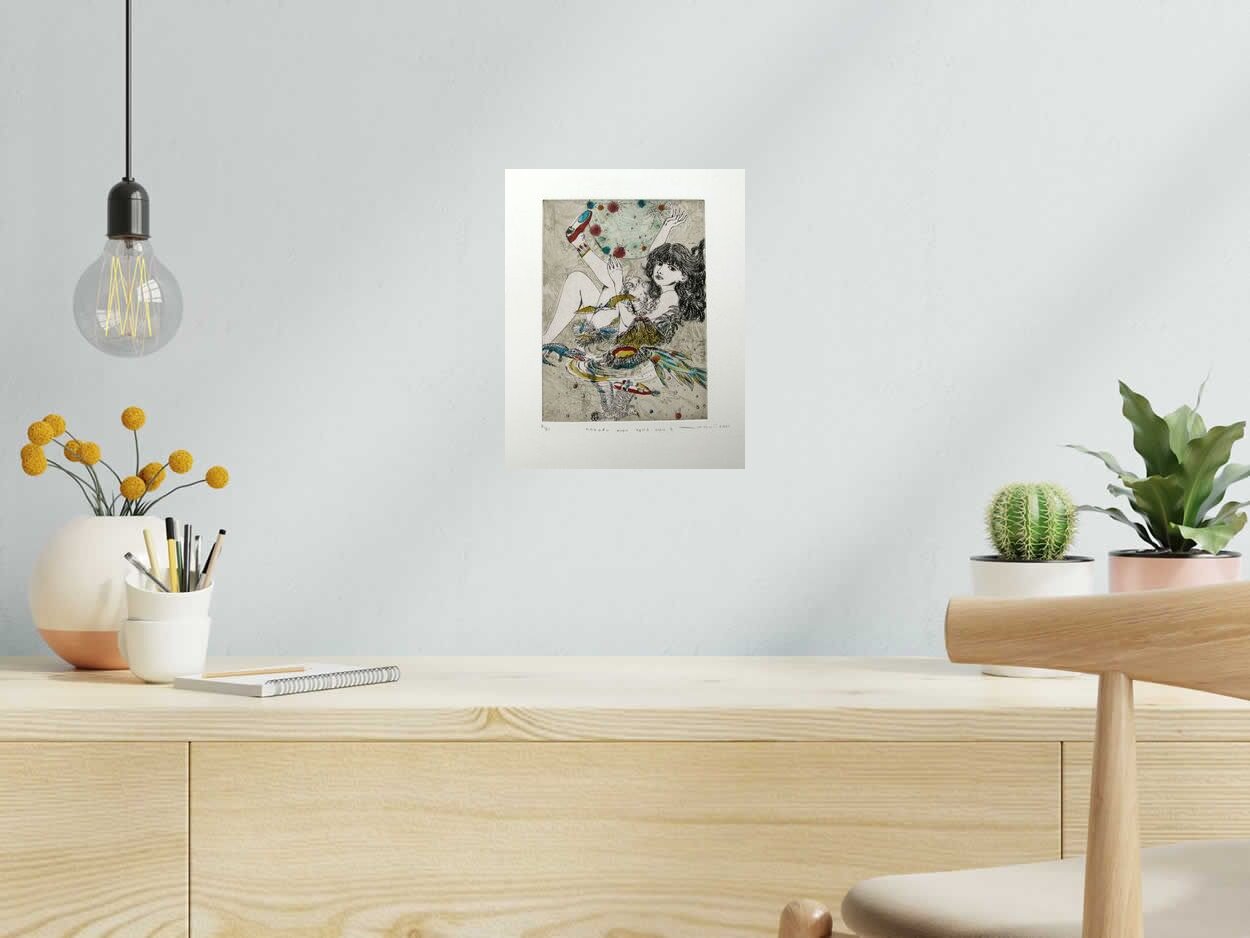Dessin NOBODY EVER TELLS YOU II de ATSUKO ISHII dans un intérieur – 30 × 24 cm