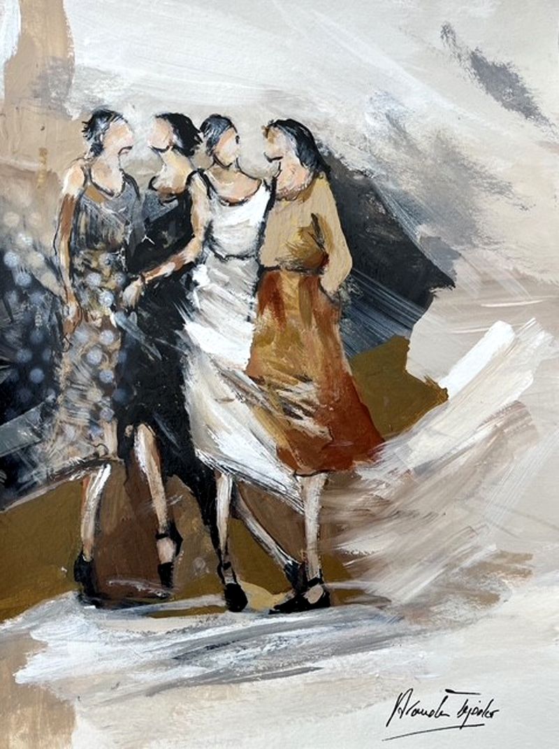 Dessin figuratif petit format blanc Femmes 22 – ARANCHA TEJEDOR – 30 × 40 cm
