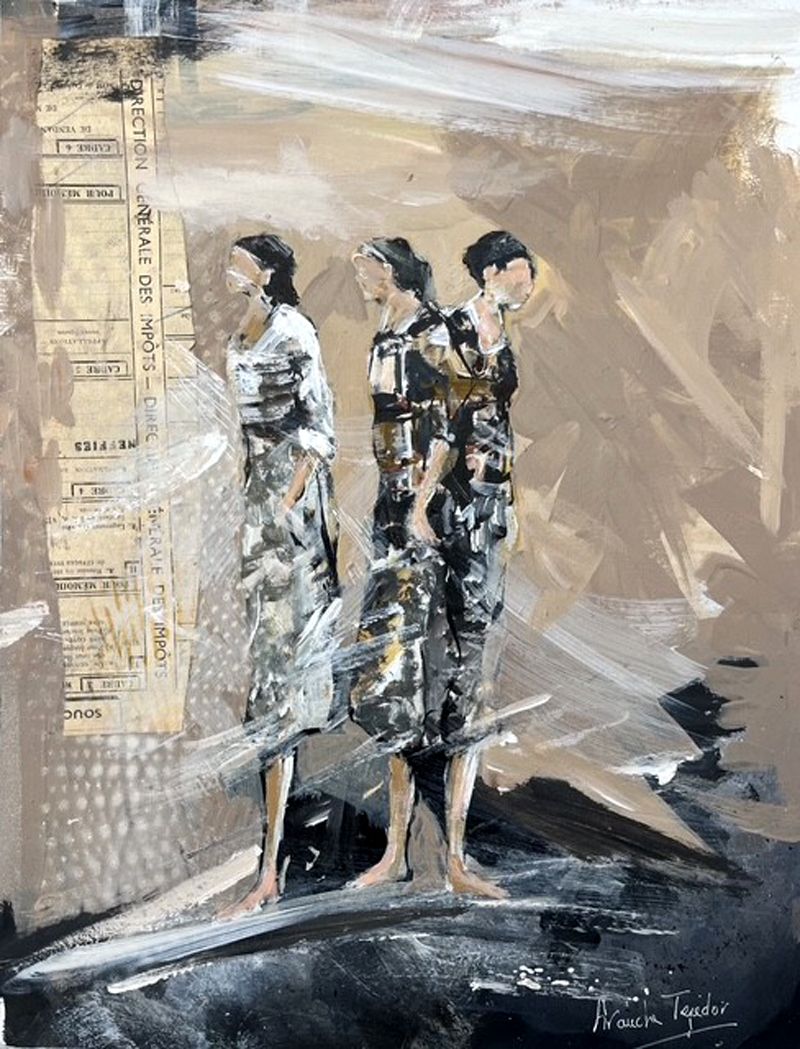 Dessin figuratif petit format blanc Femmes 27 – ARANCHA TEJEDOR – 30 × 40 cm