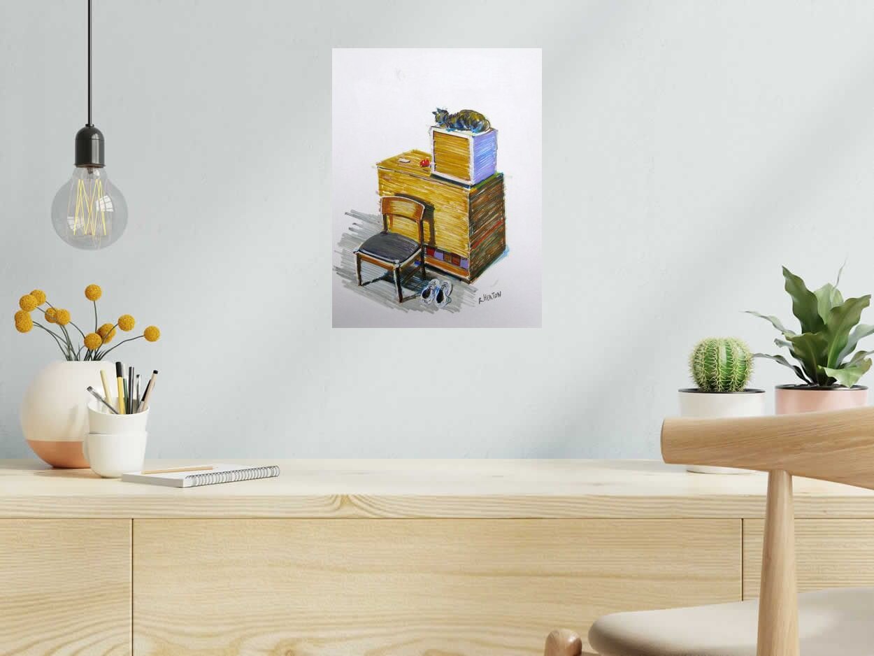 Dessin SANS TITRE 6 de HEATON RUDYARD dans un intérieur – 40 × 30 cm