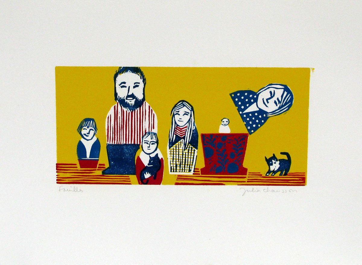 Dessin figuratif petit format FAMILLES – JULIA CHAUSSON – 33 × 50 cm