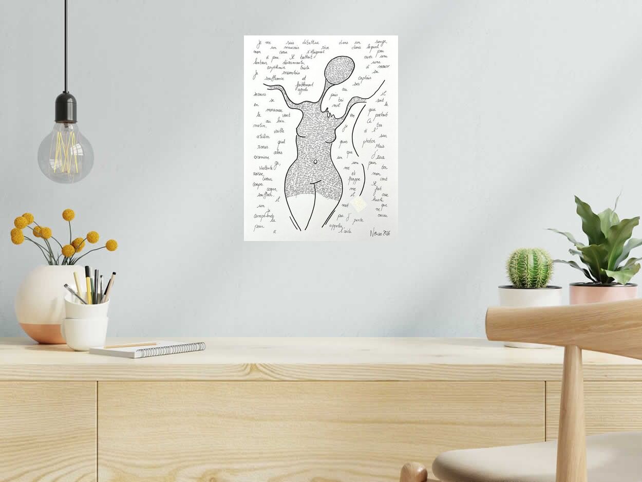 Dessin les fifilles 1 de NANA dans un intérieur – 30 × 40 cm