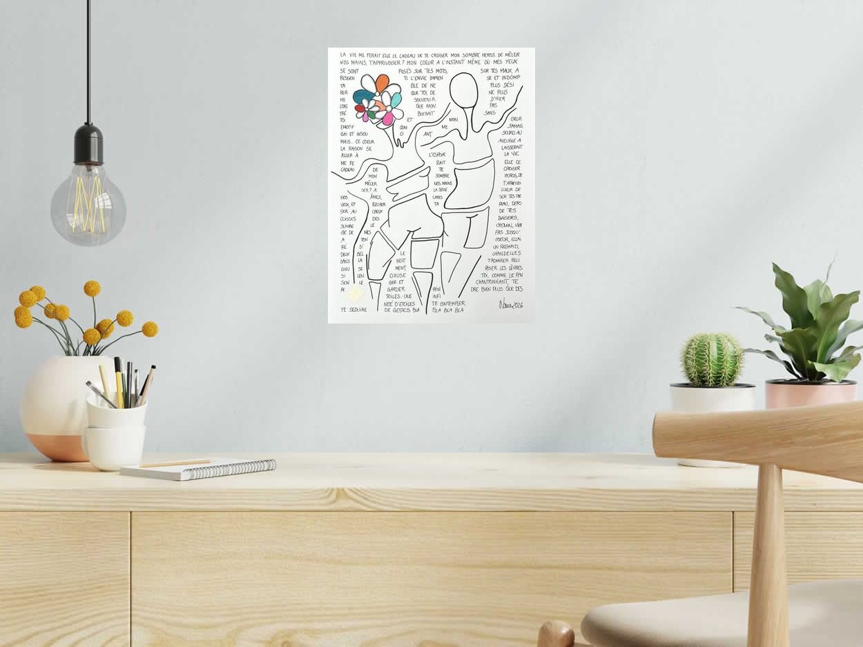 Dessin les fifilles 4 de NANA dans un intérieur – 30 × 40 cm