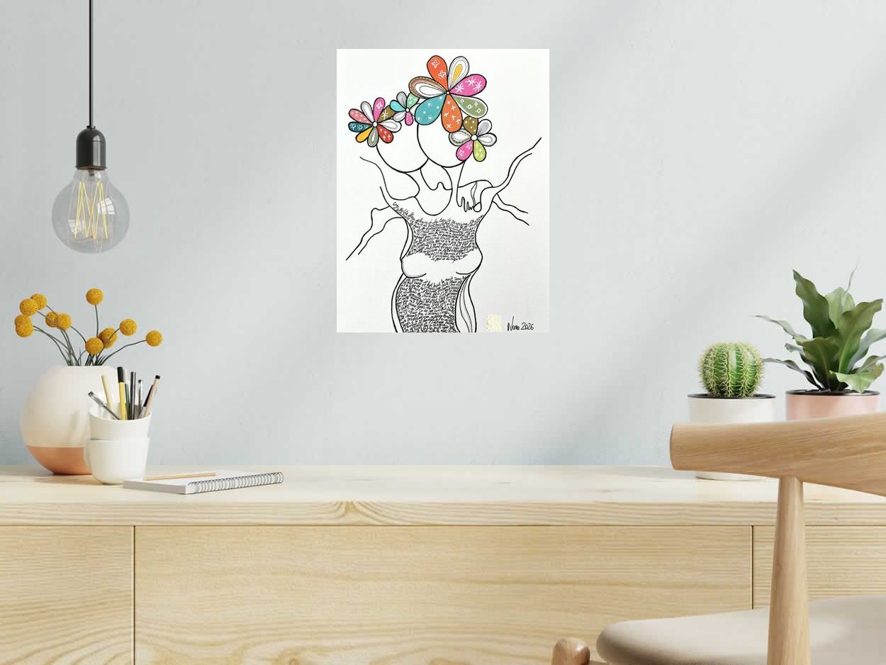 Dessin les fifilles 7 de NANA dans un intérieur – 30 × 40 cm
