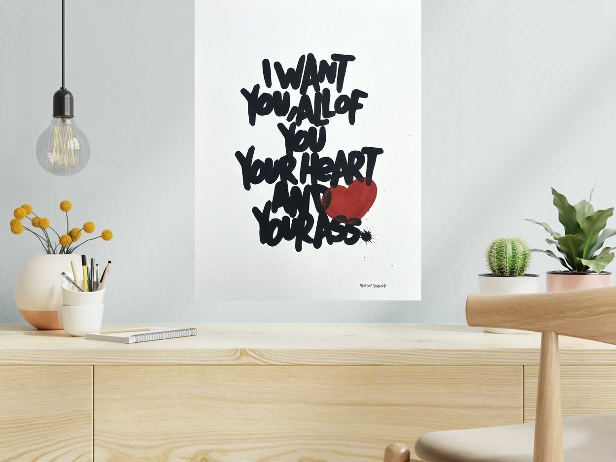 Dessin I want you de L'OISEAU NOIR dans un intérieur – 46 × 61 cm