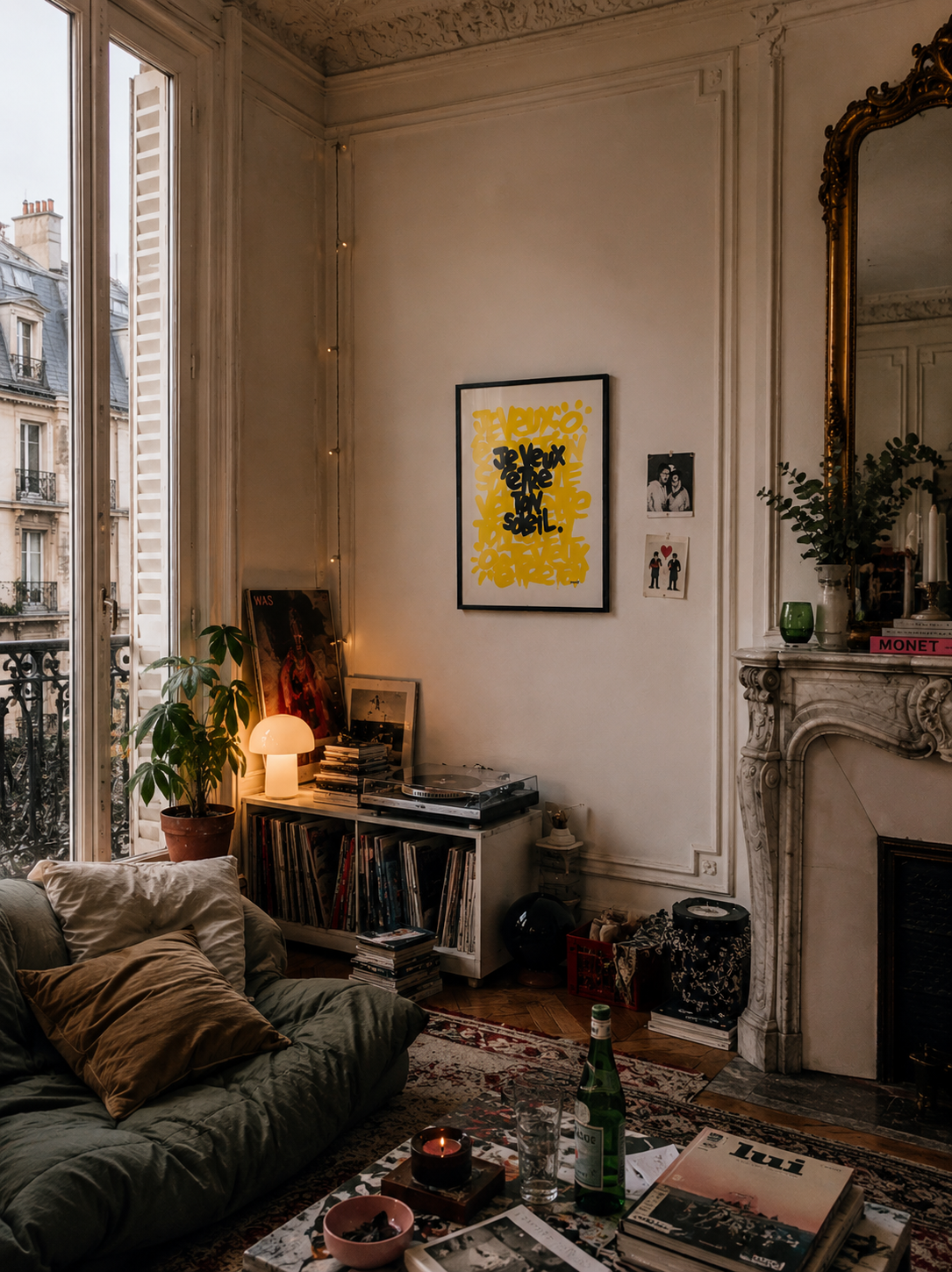 Dessin Je veux être ton soleil de L'OISEAU NOIR dans un intérieur – 46 × 61 cm