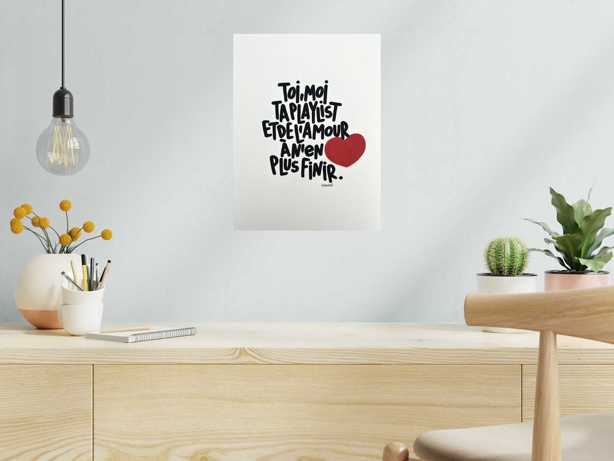 Dessin Toi, moi... de L'OISEAU NOIR dans un intérieur – 30 × 40 cm