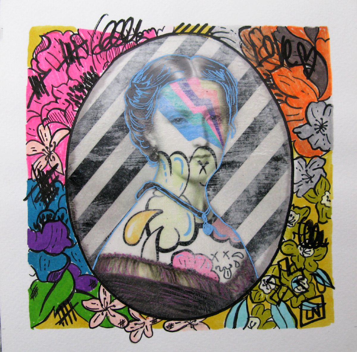 Dessin graphique petit format Helena – LN LE PAPE – 18 × 18 cm