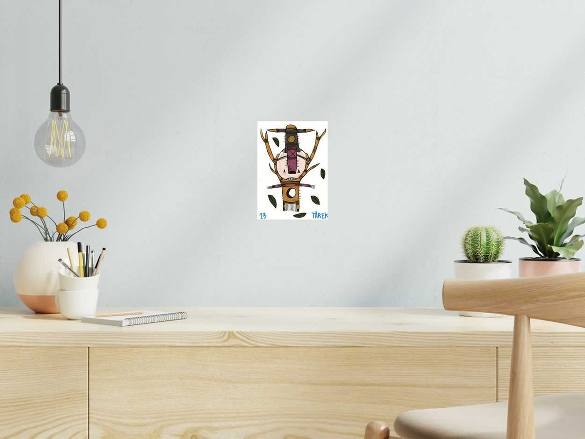 Dessin Art by Tarek mask 1 de TAREK dans un intérieur – 15 × 21 cm