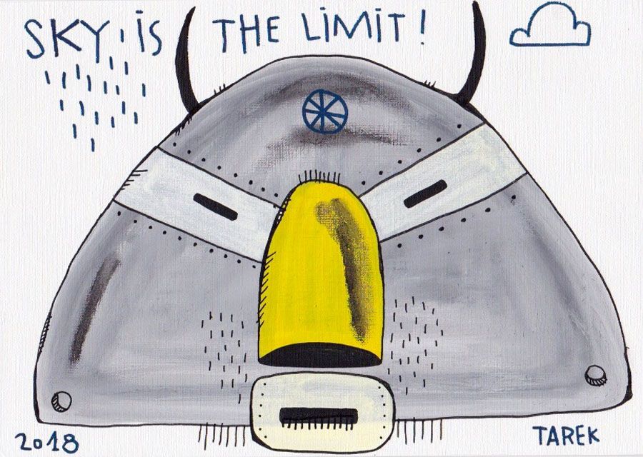 Dessin graphique petit format SKY IS THE LIMIT – TAREK – 30 × 21 cm