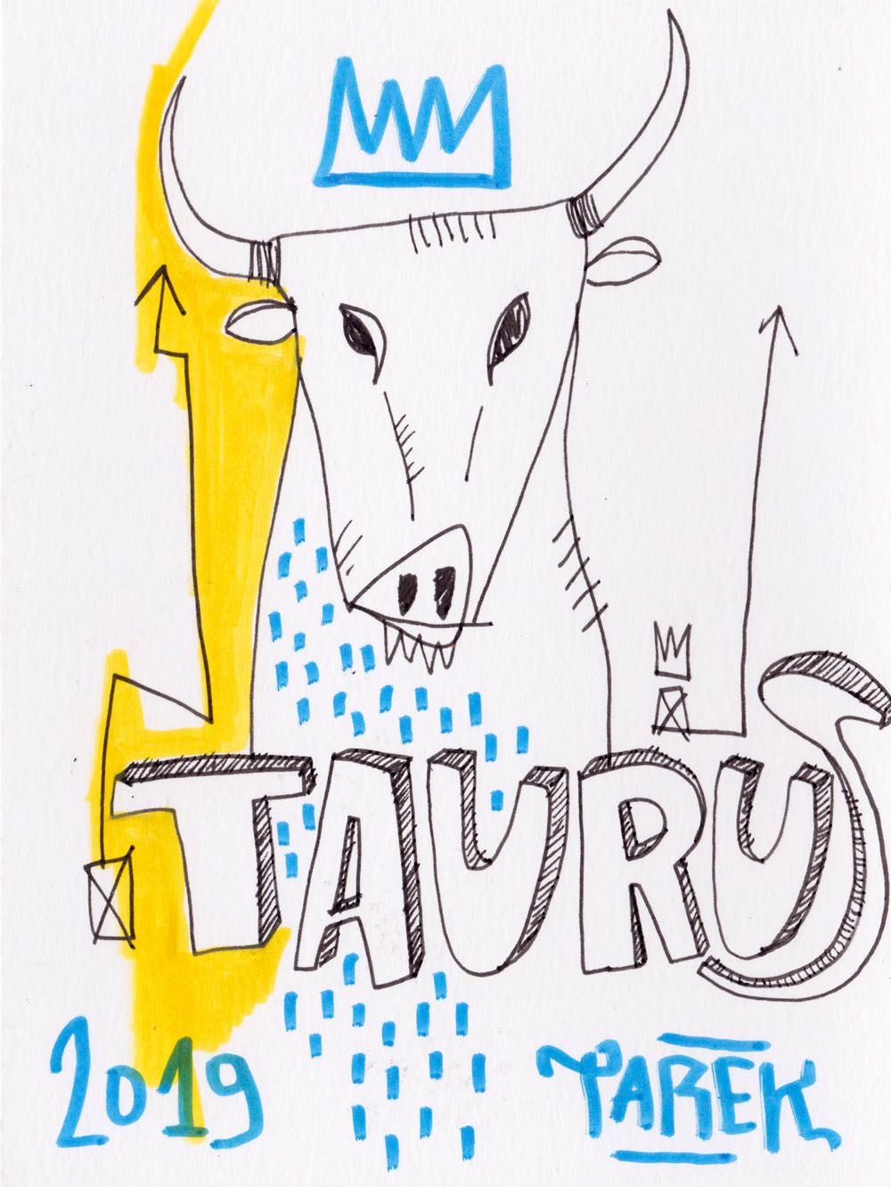 Dessin graphique petit format TAURUS 2 – TAREK – 20 × 15 cm
