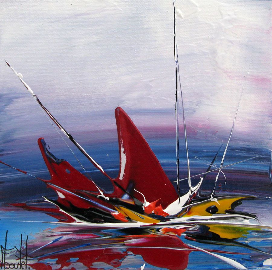 Dessin petit format MARINE ABSTRAITE 2 – F. BOUTET – 19 × 19 cm