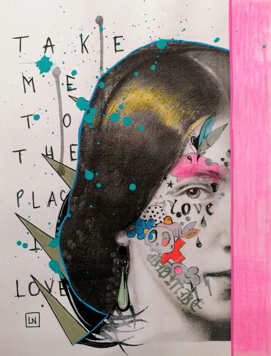 Dessin petit format TAKE ME TO THE PLACE I LOVE – LN LE PAPE – 30 × 40 cm