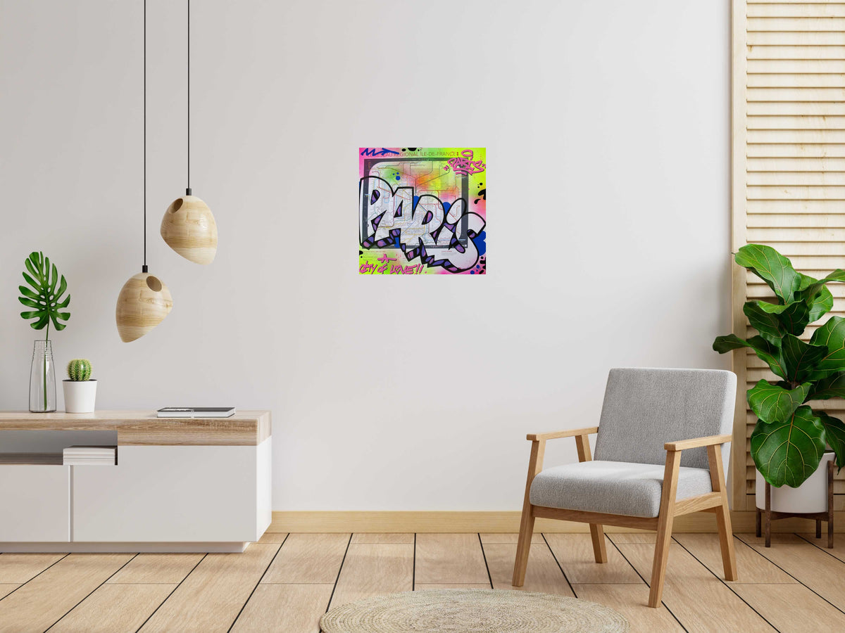Dessin Paris City of love de KENY dans un intérieur – 60 × 60 cm