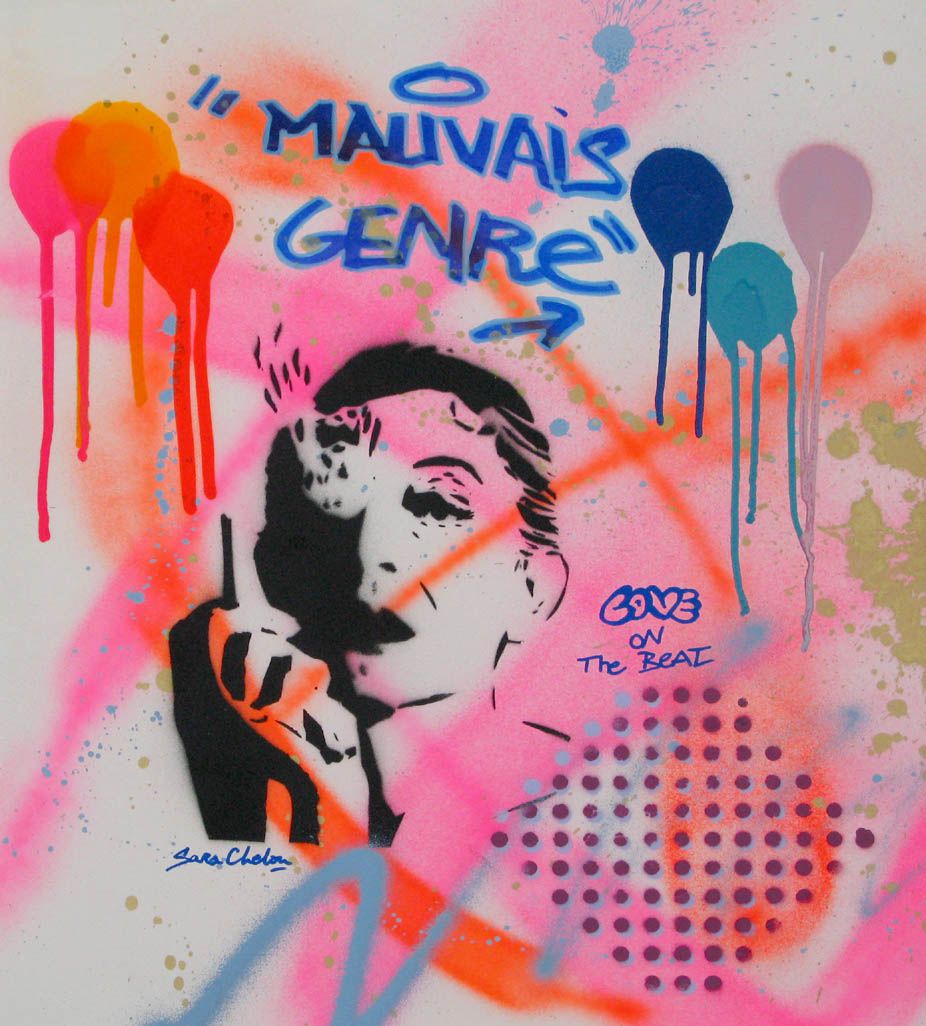 Dessin street art moyen format Mauvais genre – SARA CHELOU – 61 × 73 cm