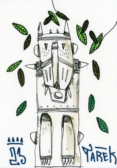 Dessin de TAREK a pour titre MASQUE TRES JOYEUX style graphique dim : TAREKprix:70