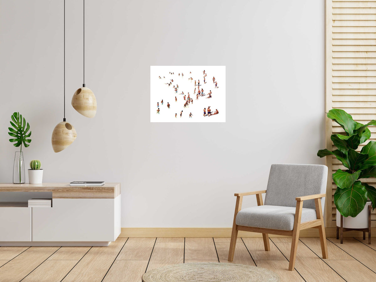 Digigraphie LA PLAGE DE CINQ TERRE (FOND BLANC) de GILLES INVERNIZZI dans un intérieur – 80 × 60 cm
