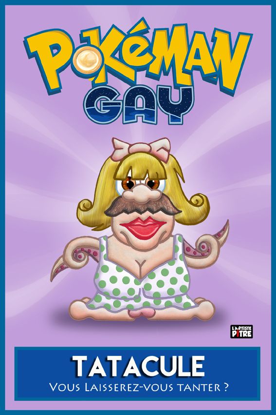 Digigraphie figuratif petit format POKEMAN GAY 2 TATACULE – L'ARTISTE PITRE – 20 × 30 cm