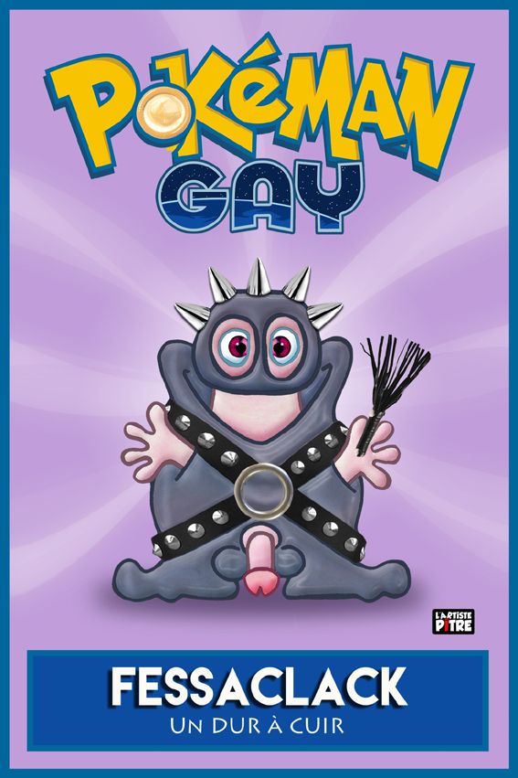 Digigraphie figuratif petit format POKEMAN GAY 3 FESSACLACK – L'ARTISTE PITRE – 20 × 30 cm