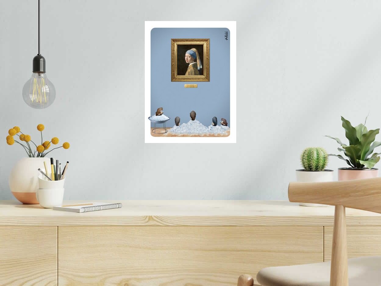 Digigraphie VERMEER de L'ARTISTE PITRE dans un intérieur – 30 × 40 cm