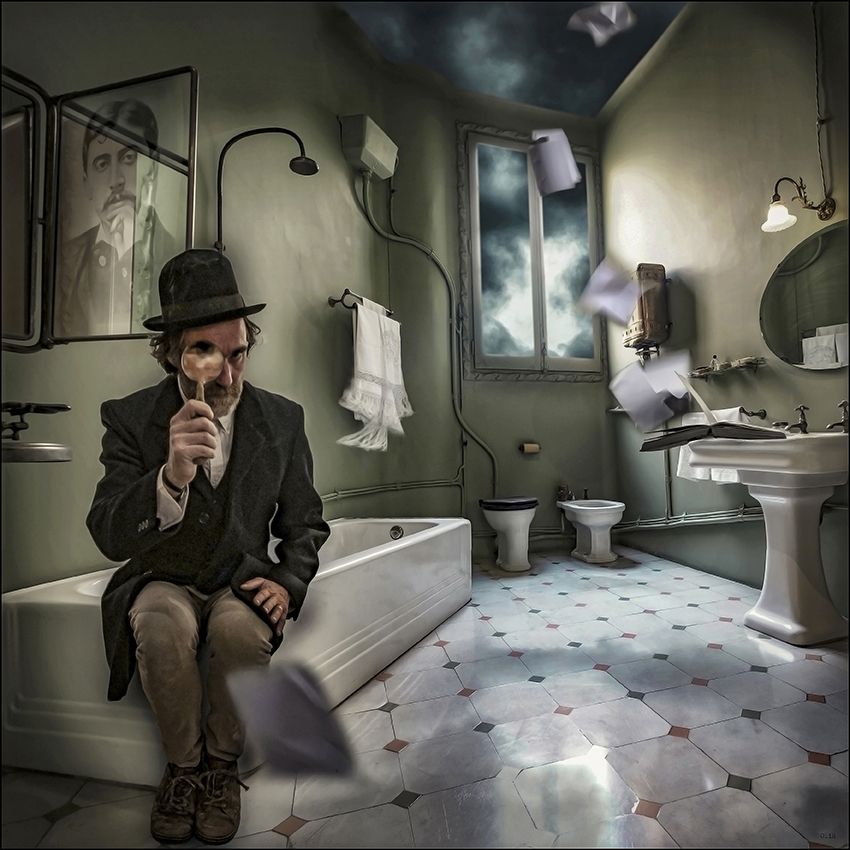 Digigraphie figuratif petit format A LA RECHERCHE DU TEMPS PERDU – OliR – 30 × 30 cm