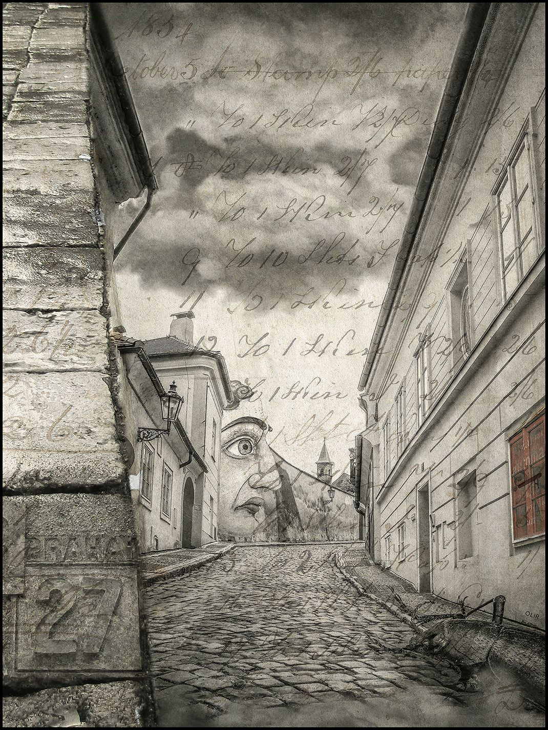 Digigraphie figuratif petit format Kafka – OliR – 40 × 30 cm