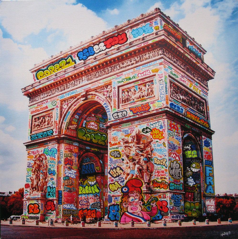 Digigraphie graffiti moyen format ARC DE TRIOMPHE DE LA LIBERTAAYY – BLACH – 50 × 50 cm
