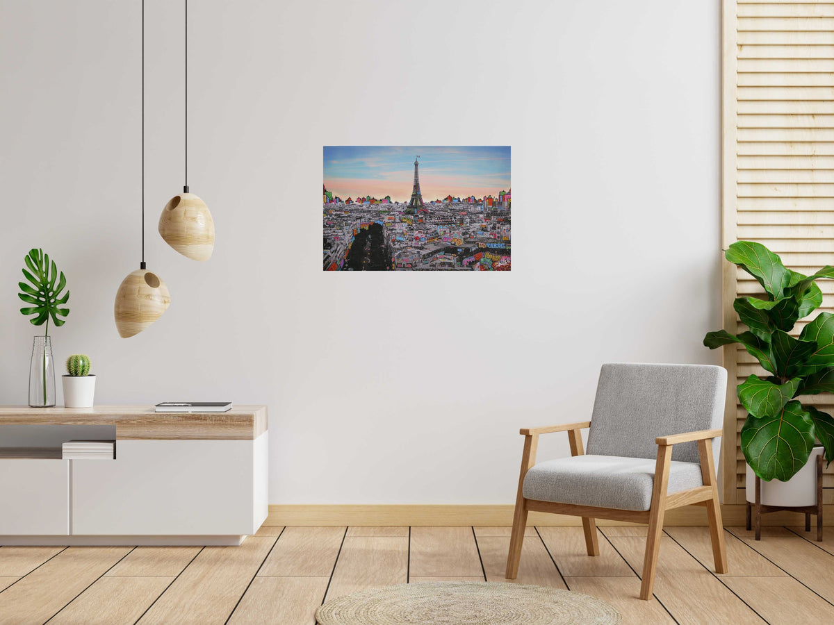 Digigraphie Paris panoramique à l'aube de BLACH dans un intérieur – 90 × 60 cm