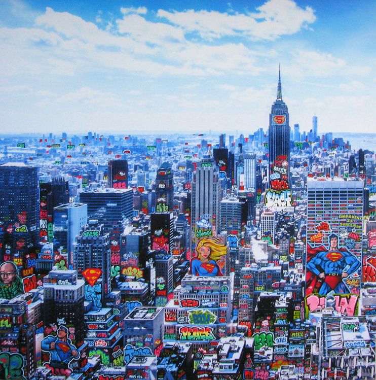 Digigraphie graffiti moyen format SUPER NY – BLACH – 60 × 60 cm