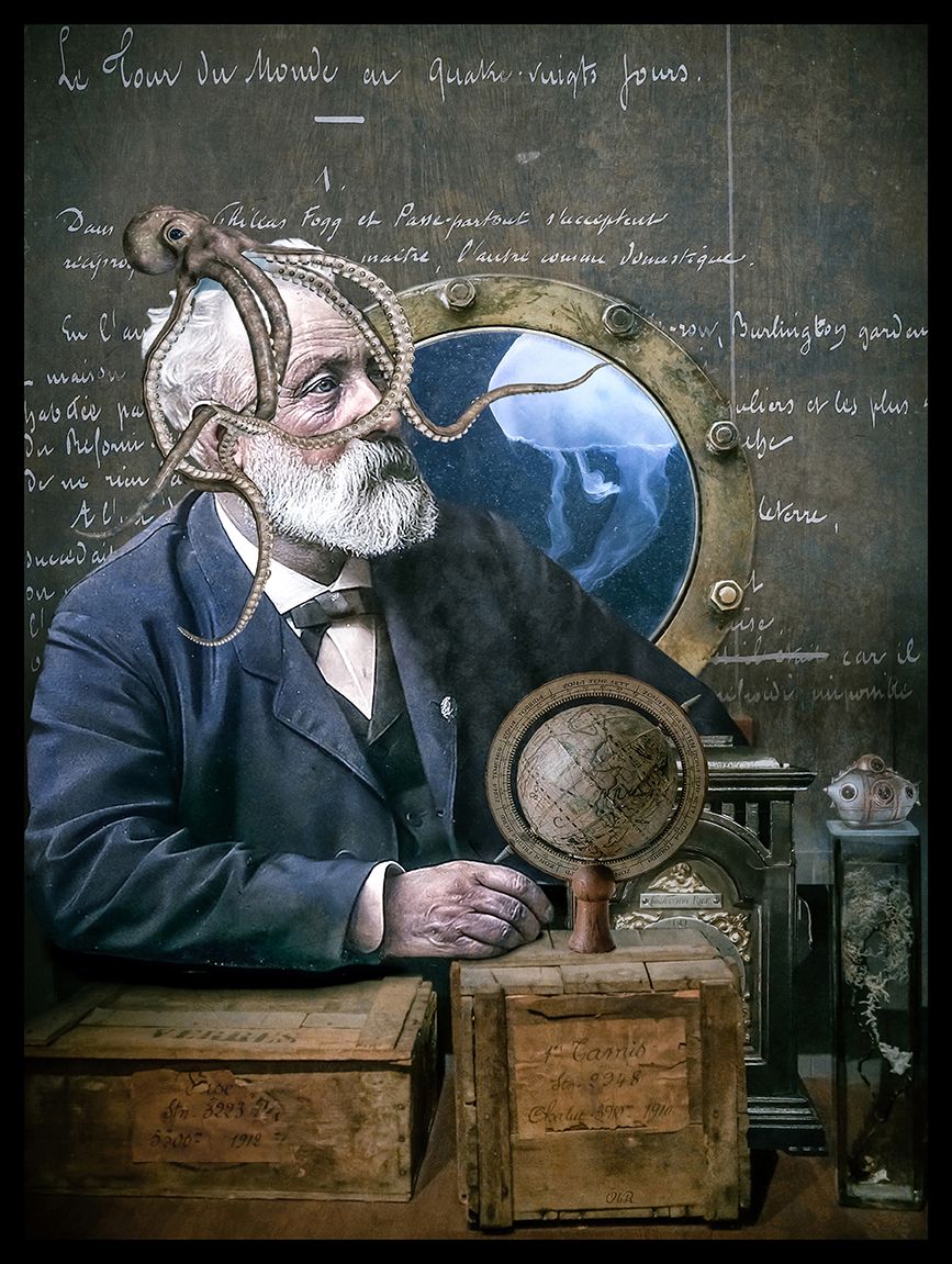 Digigraphie petit format Jules Verne – OliR – 30 × 40 cm