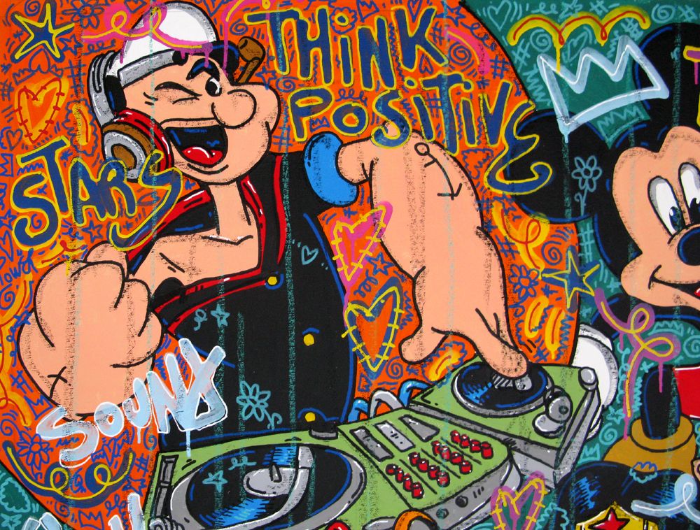 Tableau de RICO SAB a pour titre DJ Popeye are you gonna dance style street pop art, street art dim : RICO SABprix:2200